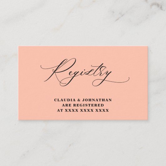 Coral Peach Pastel Registry Bridal Shower  エンクロージャーカード (正面)