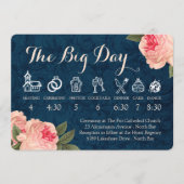 Coral Peonies and Navy Wedding Timeline プログラム (正面)