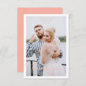 Coral Personalized Photo Wedding Whimsical Script サンキューカード (正面/裏面)