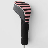 Coral Pink and Black Striped Golf Head Club Cover ゴルフヘッドカバー (アングル)