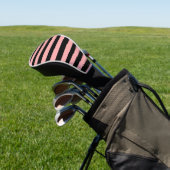 Coral Pink and Black Striped Golf Head Club Cover ゴルフヘッドカバー (インサイチュ)