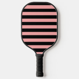Coral Pink and Black Striped Pickleball Paddle ピックルボールラケット