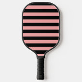 Coral Pink and Black Striped Pickleball Paddle ピックルボールラケット (裏面)
