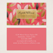 Coral Pink Gold Leaves Botanical Business Cards (正面&裏面)