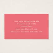 Coral Pink Gold Leaves Monogram Business Cards (裏面)