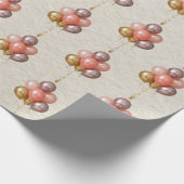 Coral Pink Rose Gold Balloon Pattern ラッピングペーパー (角)