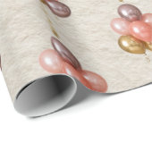 Coral Pink Rose Gold Balloon Pattern ラッピングペーパー (ロールコーナー)