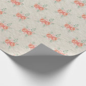 Coral Pink Rose Gold Floral Pattern ラッピングペーパー (角)