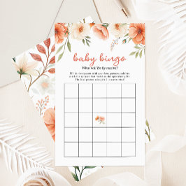 Coral Pink Wildflower Baby Bingo Baby Shower Game