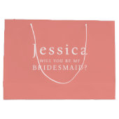 Coral Pink Will You Be My Bridesmaid Proposal ラージペーパーバッグ (裏面)