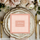 Coral Plaid Napkins Personalized Elegant Accent