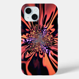 Coral Plasma Burst Fractal Art iPhone 15ケース