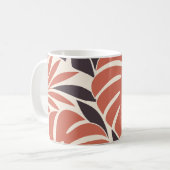 Coral Plum Tropical Leaf Silhouette コーヒーマグカップ (正面左)