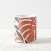 Coral Plum Tropical Leaf Silhouette コーヒーマグカップ (中央)