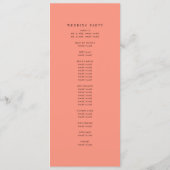 Coral Pop Modern Minimalist Wedding Program プログラム (裏面)