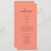 Coral Pop Modern Minimalist Wedding Program プログラム (正面/裏面)