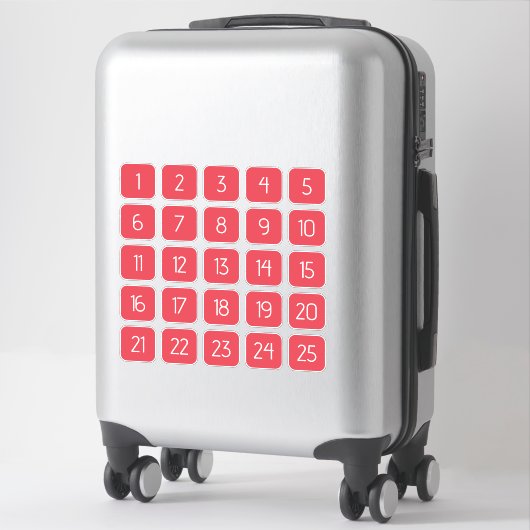 Coral Red Customizable Square Number Stickers  シール (スーツケース)