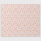 Coral red Love Heart Pattern Gift Wrapping Paper  ラッピングペーパー (フラット)