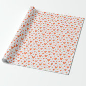 Coral red Love Heart Pattern Gift Wrapping Paper  ラッピングペーパー (アンロールド)