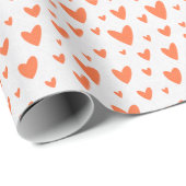 Coral red Love Heart Pattern Gift Wrapping Paper  ラッピングペーパー (ロールコーナー)