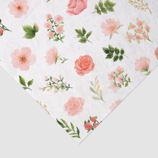 Coral Red Roses and Foliage Pattern 薄葉紙 (詳細)