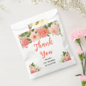 Coral Red Roses Birthday Thank You フェイバーバッグ (封をした状態)