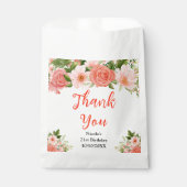 Coral Red Roses Birthday Thank You フェイバーバッグ (正面)