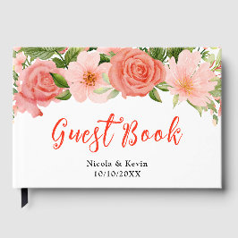 Coral Red Roses with Foliage ゲストブック