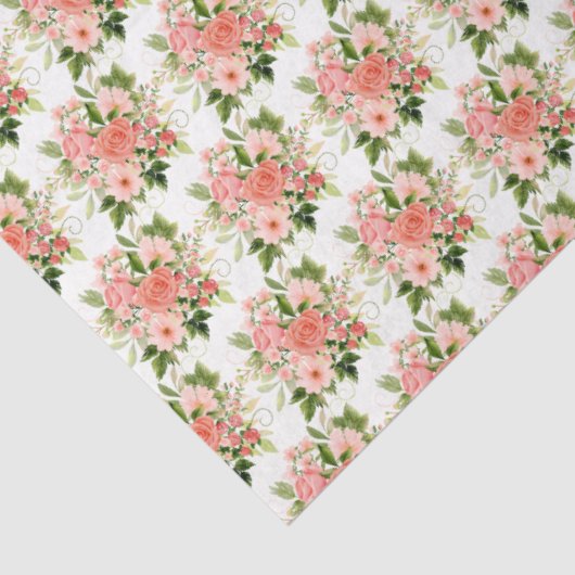 Coral Red Roses with Foliage 薄葉紙 (詳細)