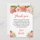 Coral Red Roses with Foliage Birthday サンキューカード (正面)