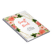 Coral Red Roses with Foliage Birthday Guest Book ノートブック (右側)