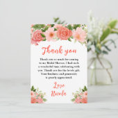 Coral Red Roses with Foliage Bridal Shower サンキューカード (スタンド正面)