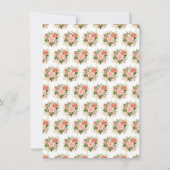 Coral Red Roses with Foliage Bridal Shower サンキューカード (裏面)