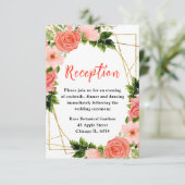 Coral Red Roses with Foliage Wedding Reception エンクロージャーカード (スタンド正面)