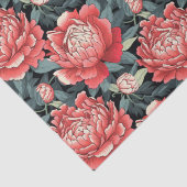 Coral Red & Sage Green Peony Flowers Tissue Paper 薄葉紙 (詳細)