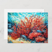 Coral Reef in Swirling Underwater Oil Painting ポストカード (正面/裏面)