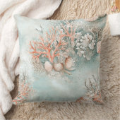 Coral Reef Seashells & Aqua Waves Pattern (10) クッション (ブランケット)
