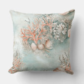 Coral Reef Seashells & Aqua Waves Pattern (10) クッション (正面)