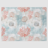Coral Reef Seashells & Aqua Waves Pattern (7) 薄葉紙 (正面)