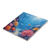Coral Reef Under the Sea Ocean Painting タイル (側面)
