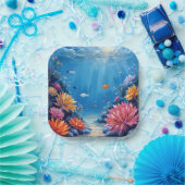 Coral Reef Under the Sea Ocean Painting ペーパープレート (パーティー)