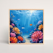 Coral Reef Under the Sea Ocean Painting ポスター