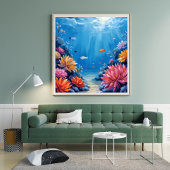 Coral Reef Under the Sea Ocean Painting ポスター