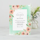 Coral Romantic Floral Wedding 招待状 (スタンド正面)
