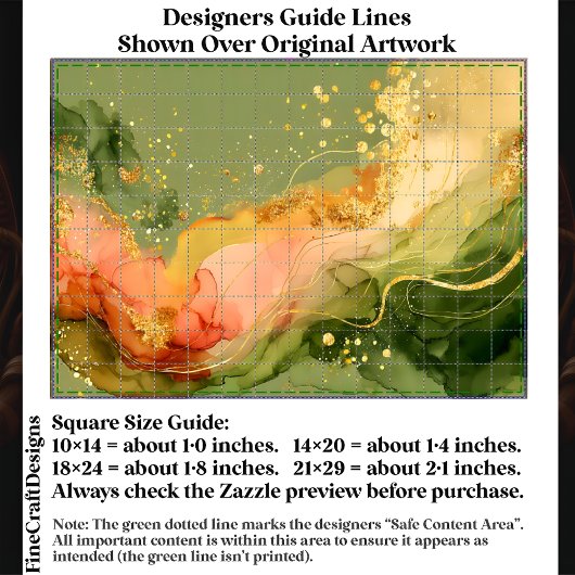 Coral & Sage Alcohol Ink + Gold EA3L Decoupage 薄葉紙