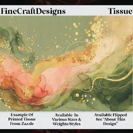 Coral & Sage Alcohol Ink + Gold EA3L Decoupage 薄葉紙