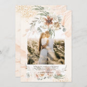 Coral Sage Pampas Grassフローラ写真ありがとう 招待状 (正面/裏面)