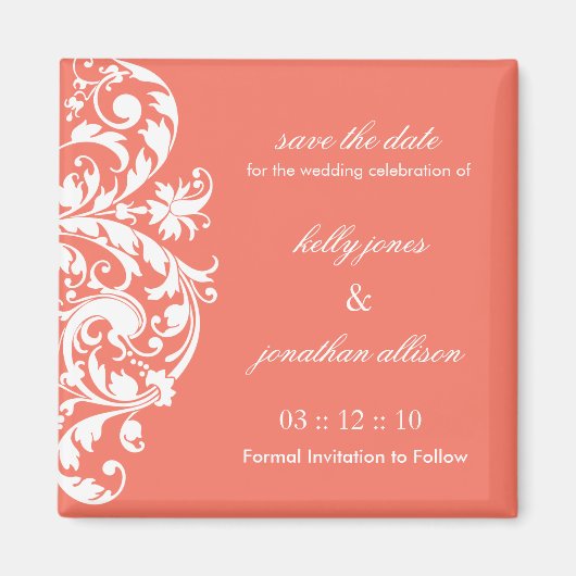 Coral Save the Date 結婚's Magnet マグネット (正面)