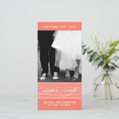 Coral Save the Date Photo Card (4x8) セーブザデート (スタンド正面)