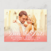 Coral Script Overlay Photo日付の保存 案内ポストカード (正面)